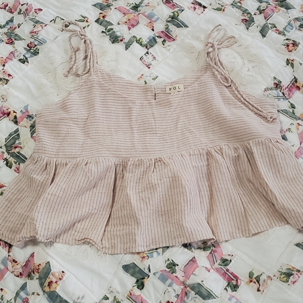 POL Women's Blush Striped Crop Top
